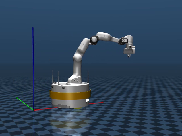 MuJoCo simulation of a Panda arm mounted on an autonomous mobile platform