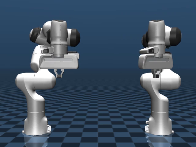 MuJoCo simulation of two robots moving simultaneously in RobotBlockSet