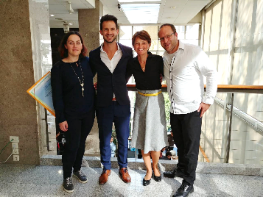 Coworkers of the department (Dolores, Damir, Ingrid and Peter) after receiving the award