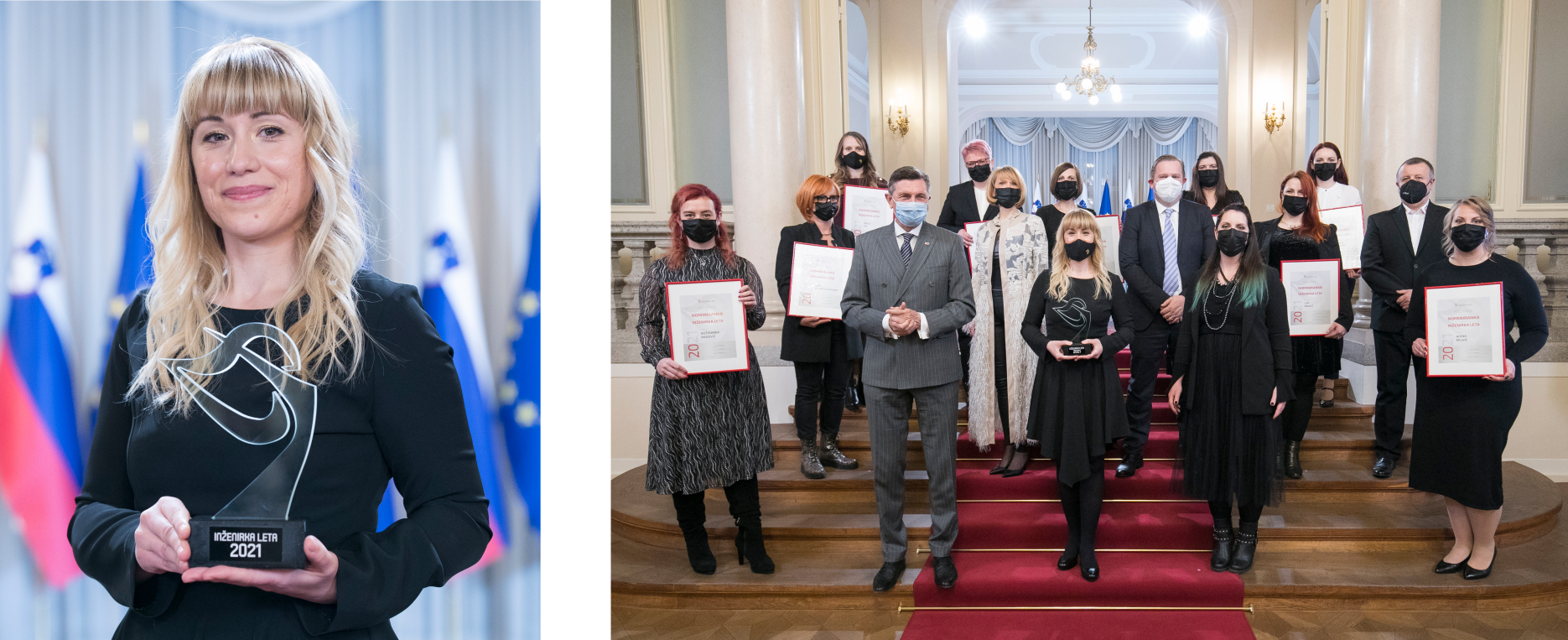LEVO: dr. Nataša Kovačević; DESNO: Sprejem pri predsedniku Borutu Pahorju (dr. Nataša Kovačević - prva vrsta tretja z leve) FOTO: Andrej Križ